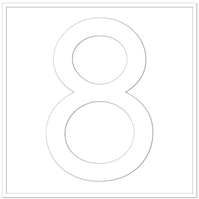 Numbers - White Vinyl Decal 150mm H