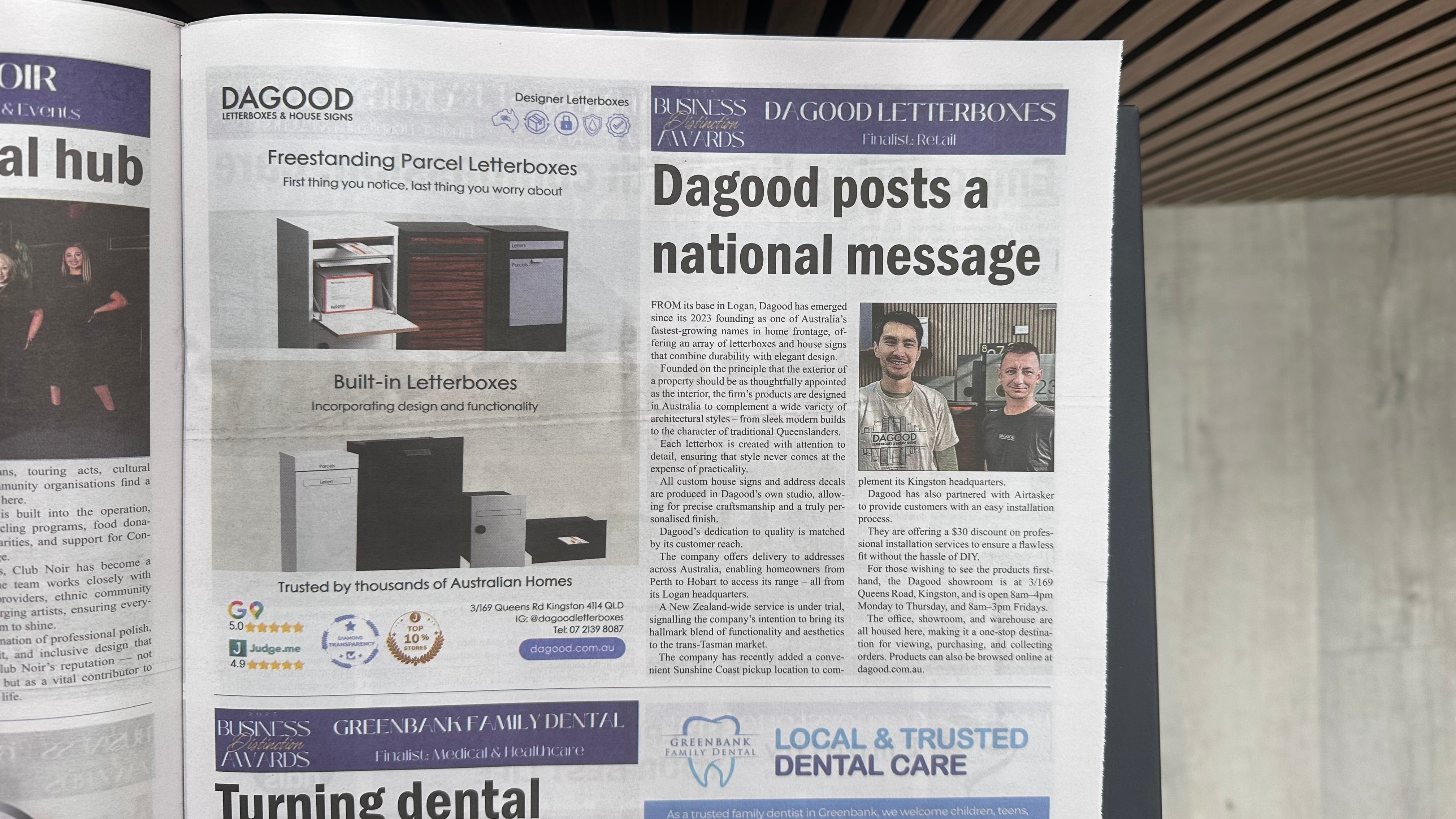 Dagood Letterboxes Nominated for Logan Business Distinction Awards 2025