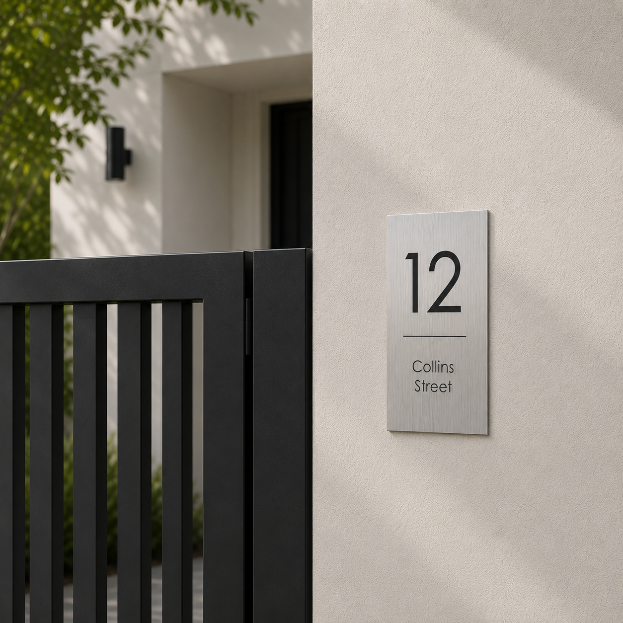 Portrait Laser-Etched Stainless Steel House Signs