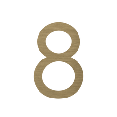 Brushed gold metallic house number 8