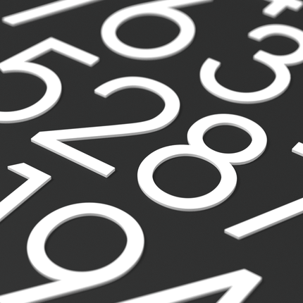 Numbers Slim - White Steel 75mm H