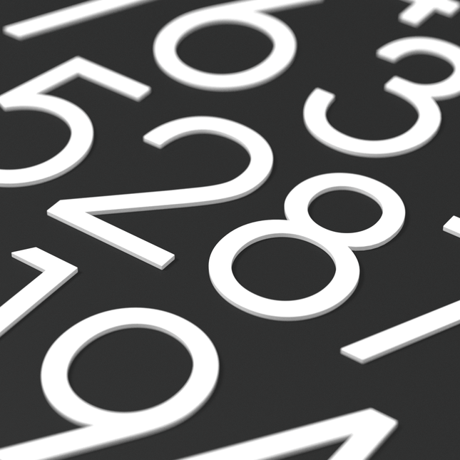Numbers Slim - White Steel 75mm H