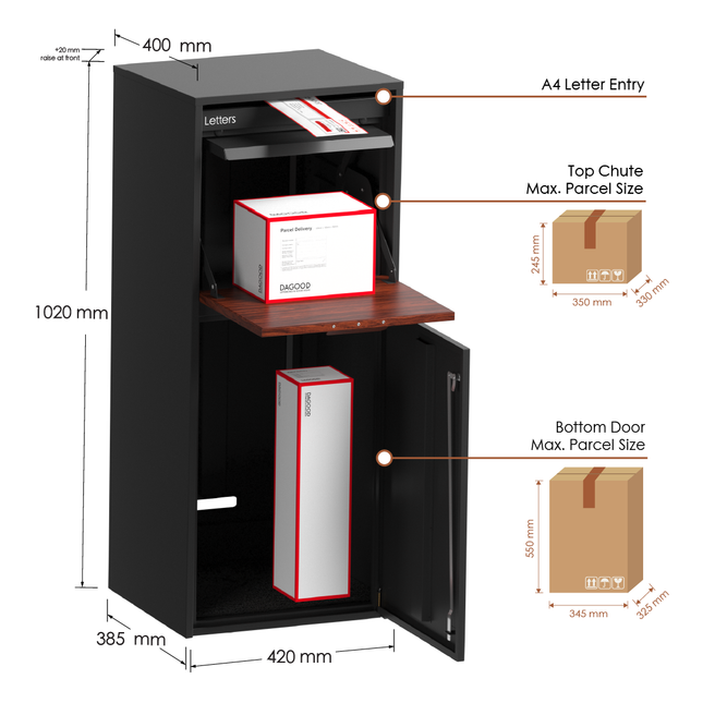 Aventi Parcel Letterbox Charcoal