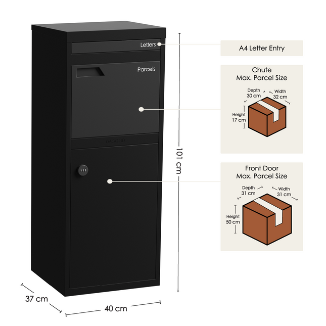 Parker Parcel Letterbox Black