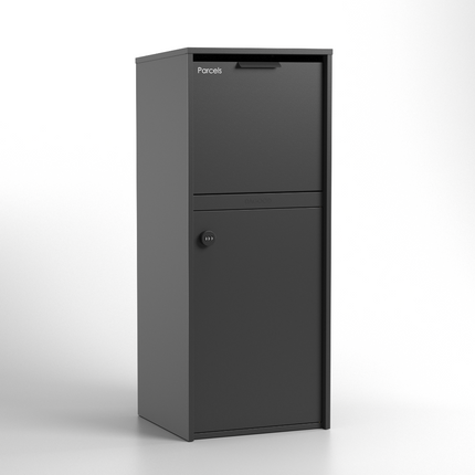 Aventi Dual Access Parcel Letterbox in Charcoal, front view
