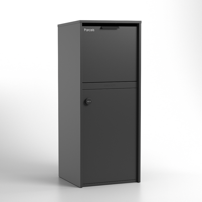 Aventi Dual Access Parcel Letterbox in Charcoal, front view