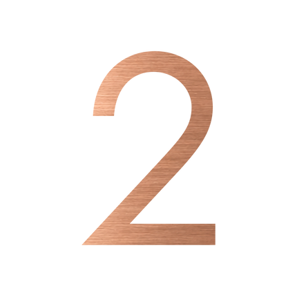 Brushed copper metallic house number 2