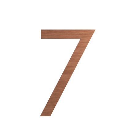 Brushed copper metallic house number 7