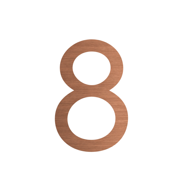 Brushed copper metallic house number 8, 50mm high