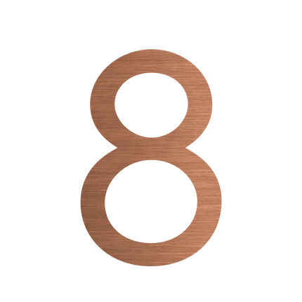 Brushed copper metallic house number 8, 75mm high