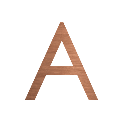 Brushed copper metallic house letter A