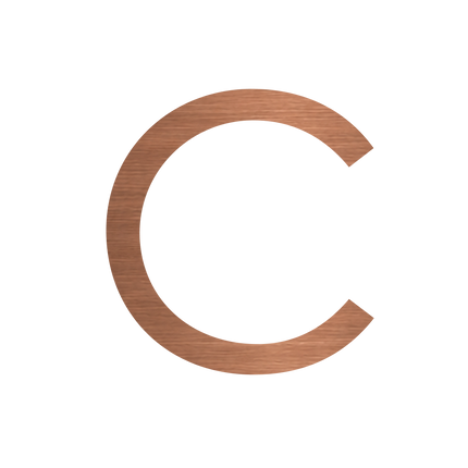 Brushed copper metallic house letter C