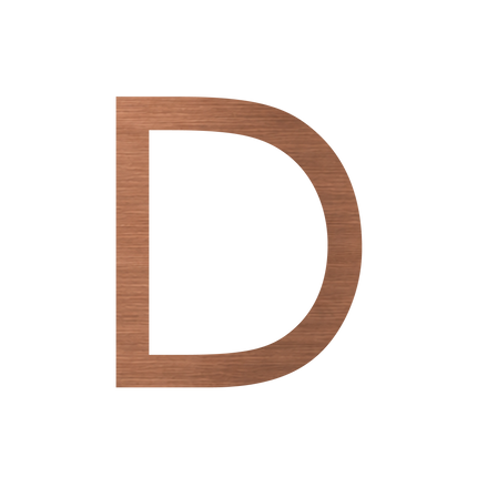 Brushed copper metallic house letter D
