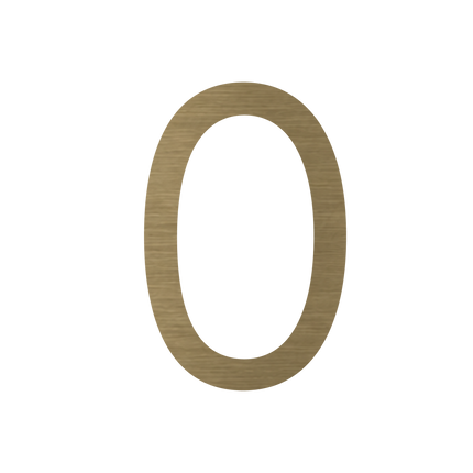 Brushed gold metallic house number 0