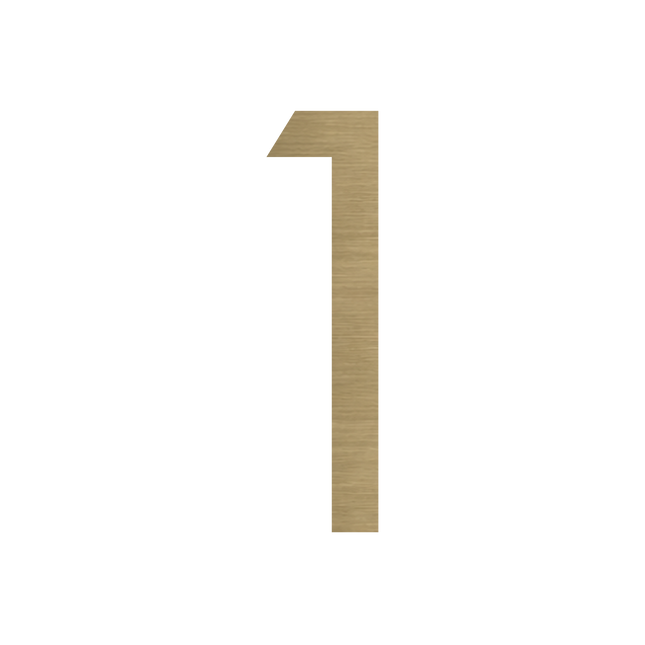 Brushed gold metallic house number 1