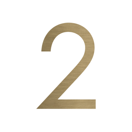 Brushed gold metallic house number 2