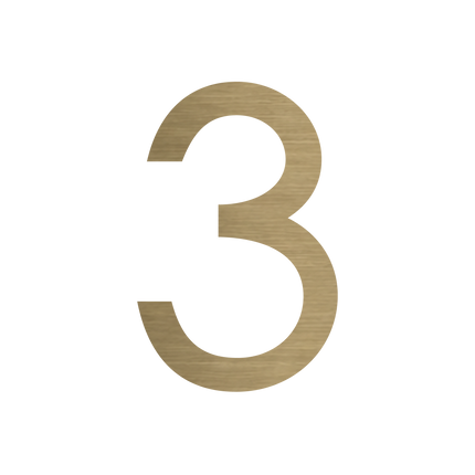 Brushed gold metallic house number 3