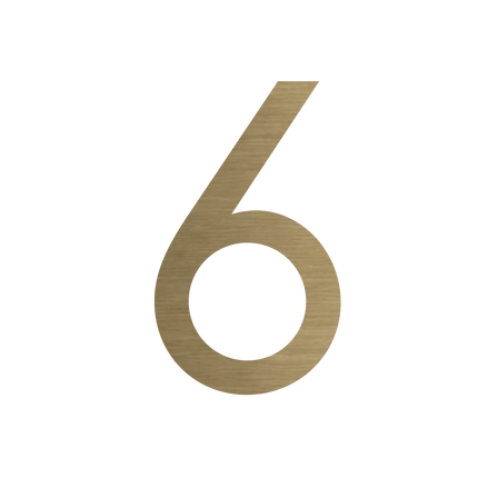 Brushed gold metallic house number 6