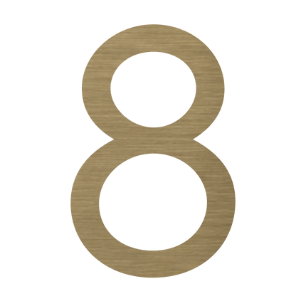 Brushed gold metallic house number 8, 120mm high