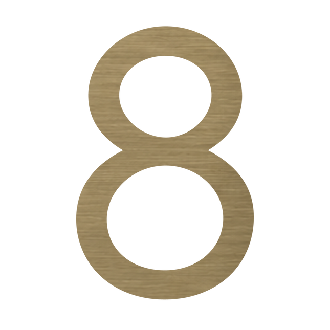 Brushed gold metallic house number 8, 120mm high
