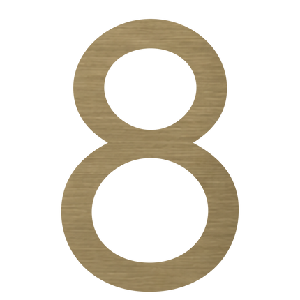 Brushed gold metallic house number 8, 150mm high