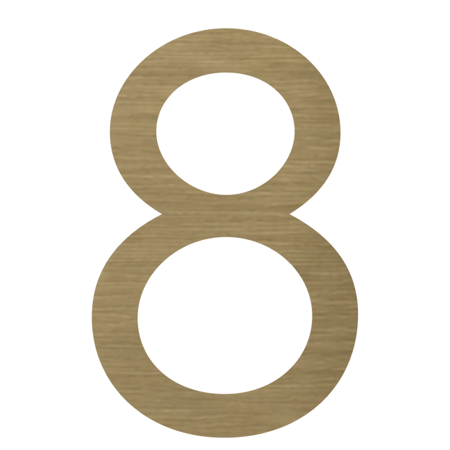 Brushed gold metallic house number 8, 150mm high