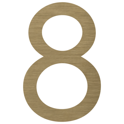 Brushed gold metallic house number 8, 200mm high