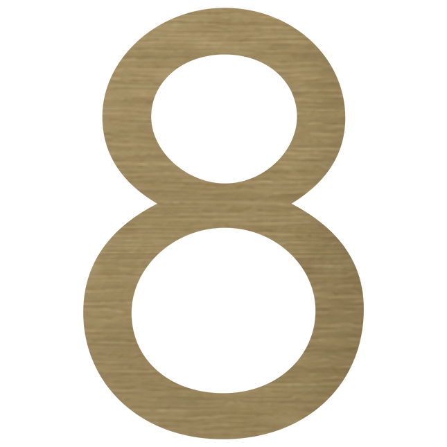 Brushed gold metallic house number 8, 200mm high
