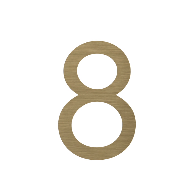 Brushed gold metallic house number 8, 50mm high