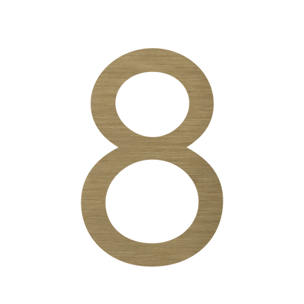 Brushed gold metallic house number 8, 75mm high