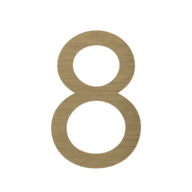 Brushed gold metallic house number 8, 75mm high