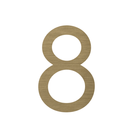Brushed gold metallic house number 8