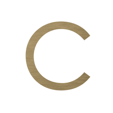 Brushed gold metallic house letter C
