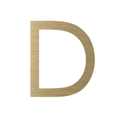 Brushed gold metallic house letter D