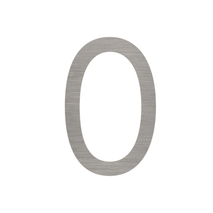 Brushed silver metallic house number 0