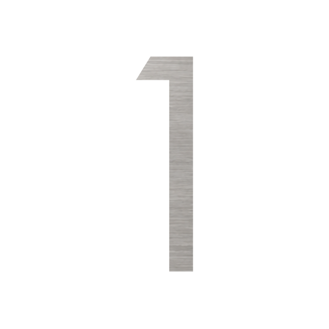 Brushed silver metallic house number 1