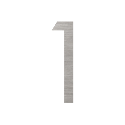Brushed silver metallic house number 1