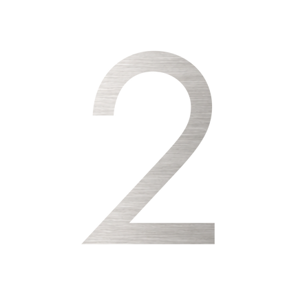 Brushed silver metallic house number 2