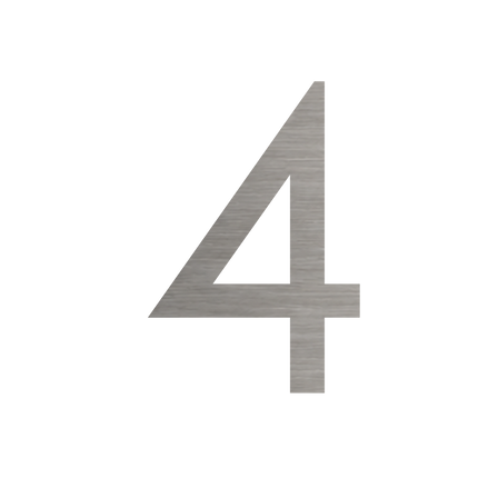 Brushed silver metallic house number 4