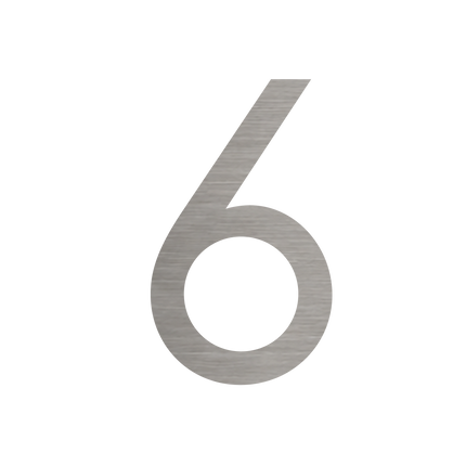 Brushed silver metallic house number 6