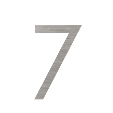 Brushed silver metallic house number 7