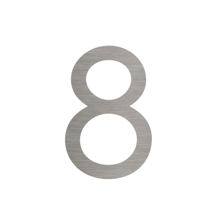 Brushed silver metallic house number 8, 50mm high