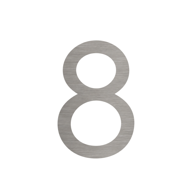 Brushed silver metallic house number 8, 50mm high