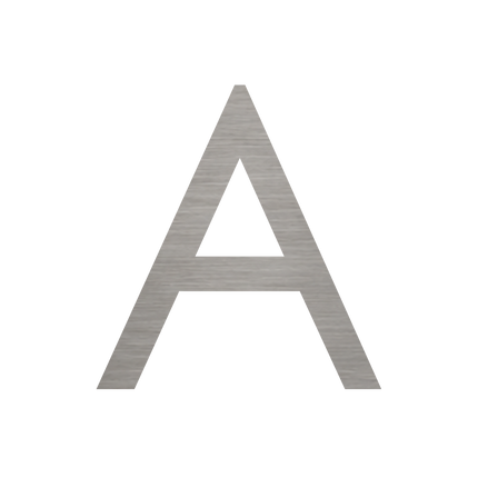 Brushed silver metallic house letter A