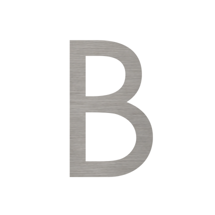 Brushed silver metallic house letter B