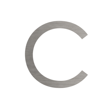 Brushed silver metallic house letter C