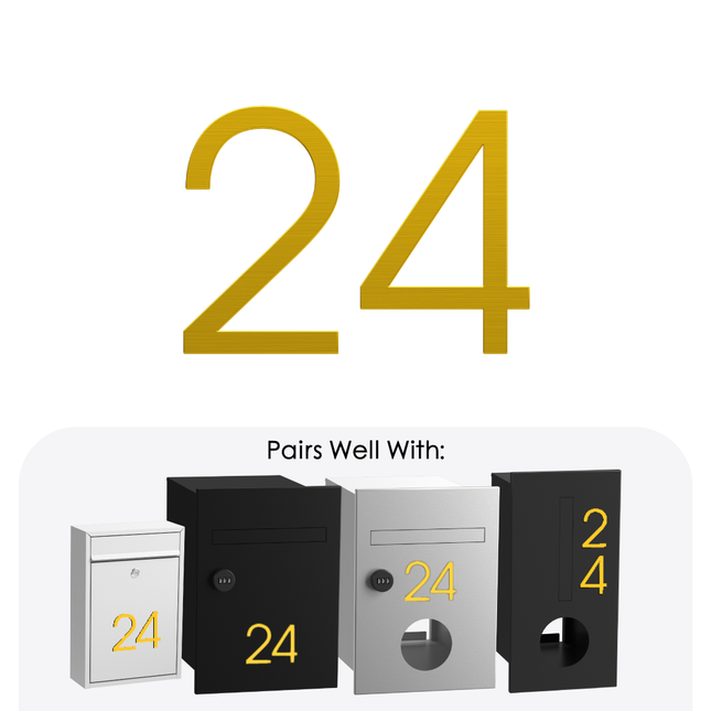 Numbers Slim - Gold Steel 75mm H