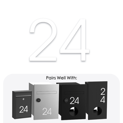 Numbers Slim - White Steel 75mm H