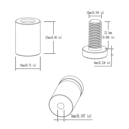 Sign Standoffs - 19×19 mm (set of 4)